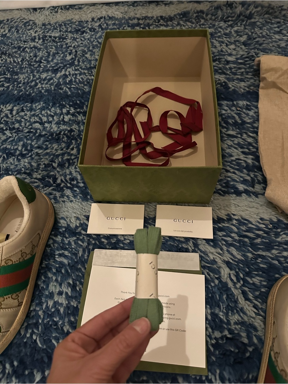 Gucci Beige Monogram Sneakers with Green and Red Web Stripe - Picture 6 of 9